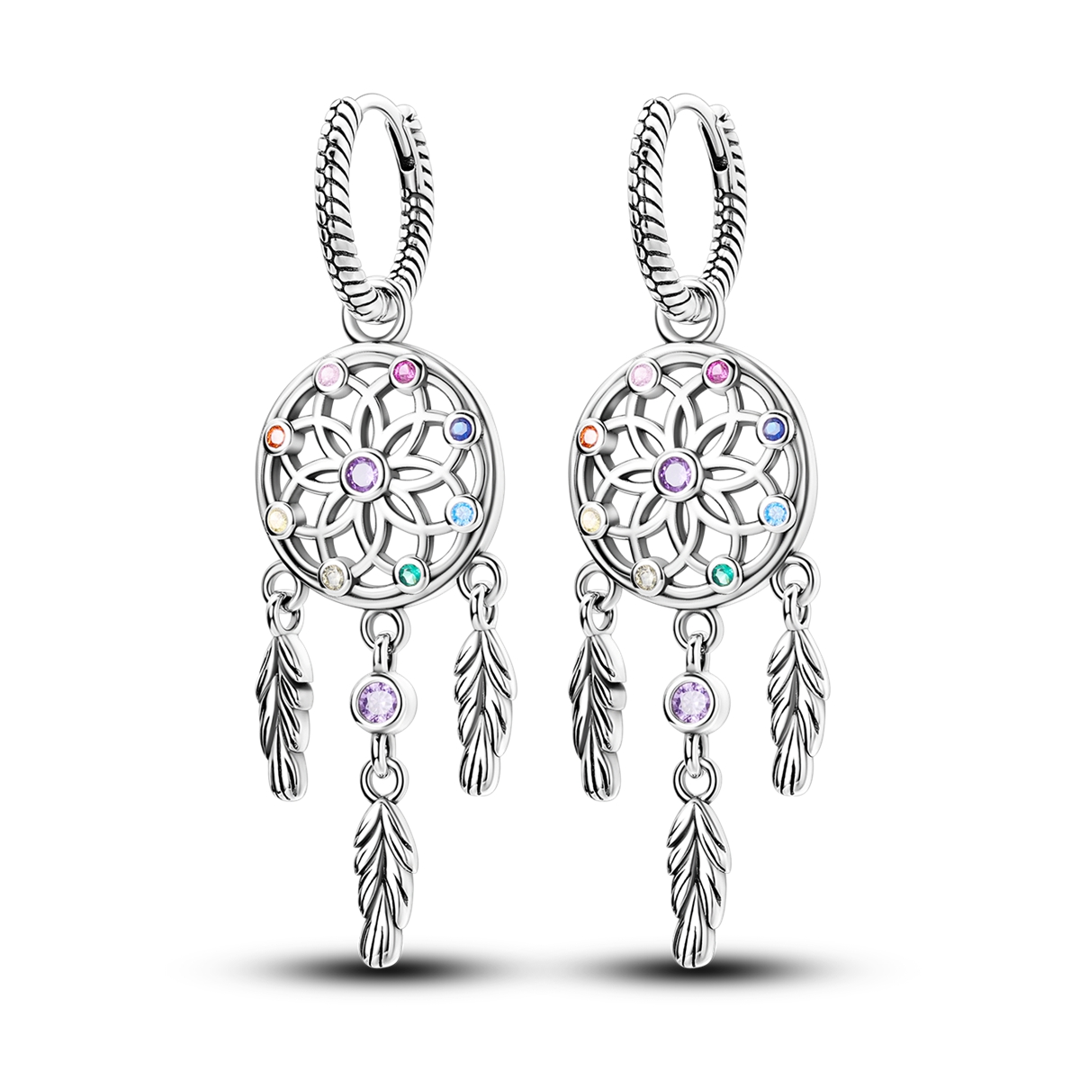 Ethnic Fashion Jewellery - أقراط حلقية متدلية من الفضة الاسترلينية