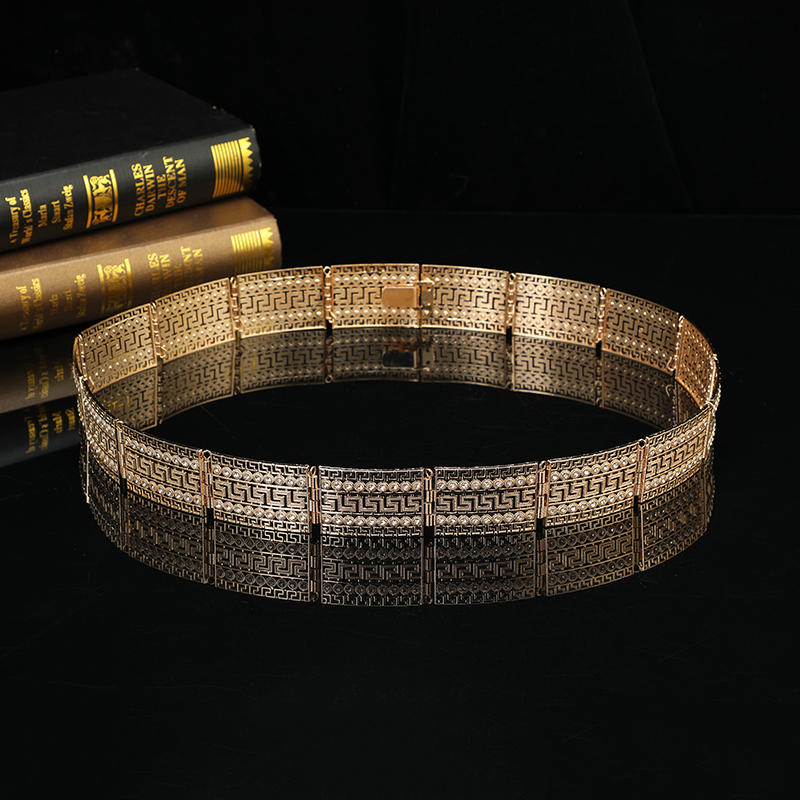 Ethnic Fashion Jewellery - خمر قفطان كريستال الذهب حزام المغرب