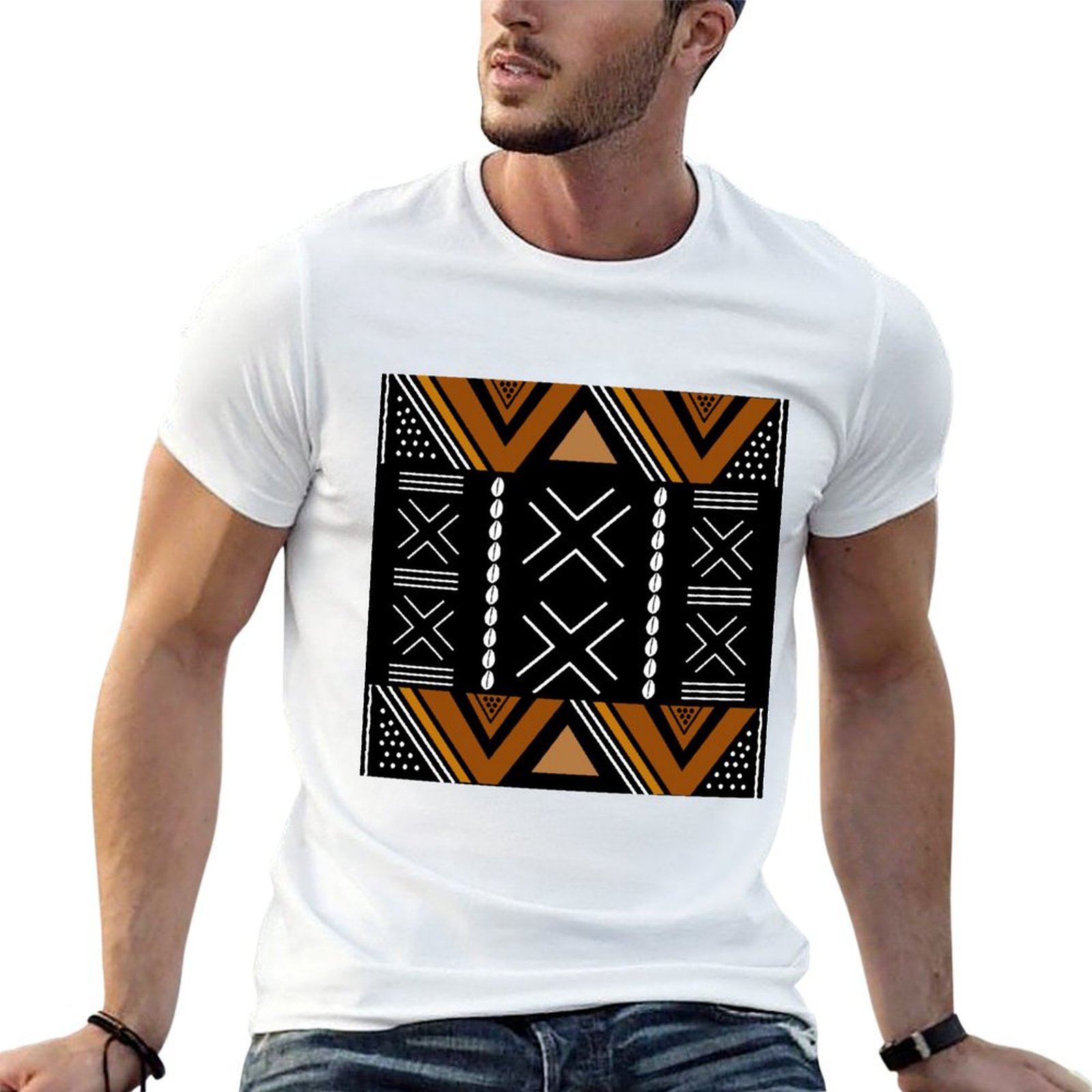 Mudcloth Print Top - تي شيرت بتصميم بوجولان من القماش