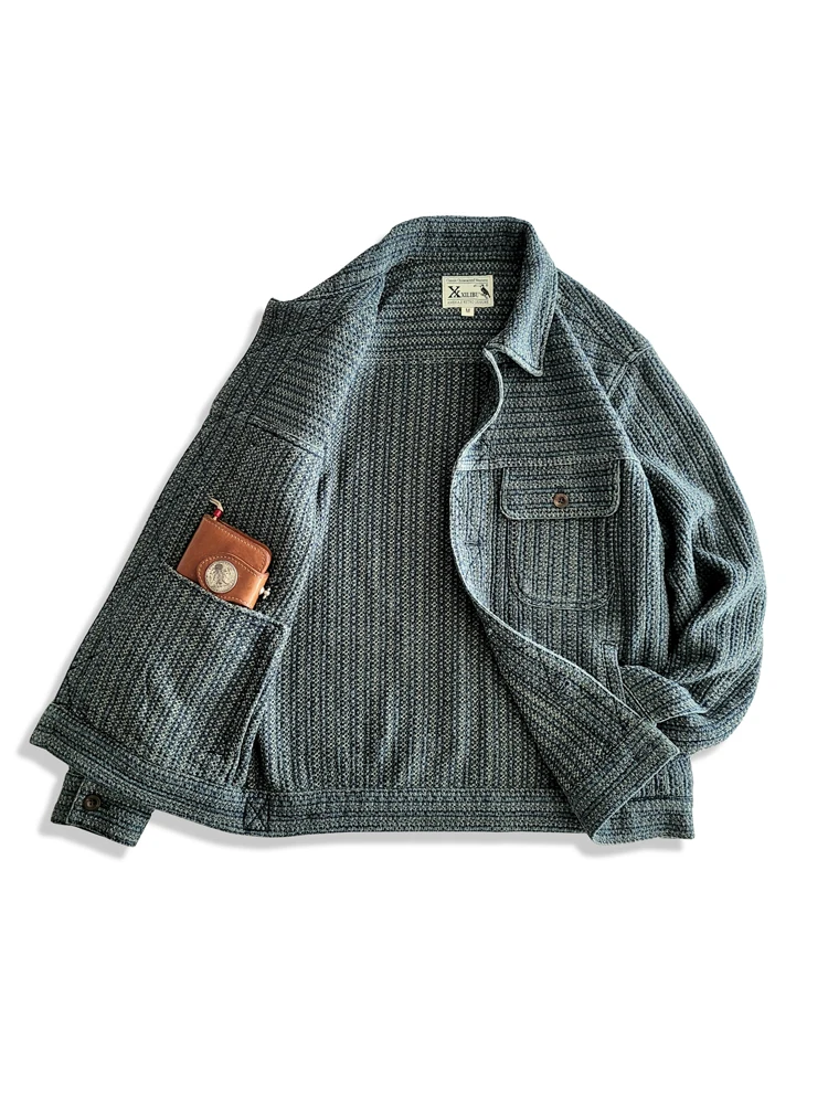 Haori Japanese Jacket - جاكيت دنيم كاجوال للرجال بنمط أميكاجي،