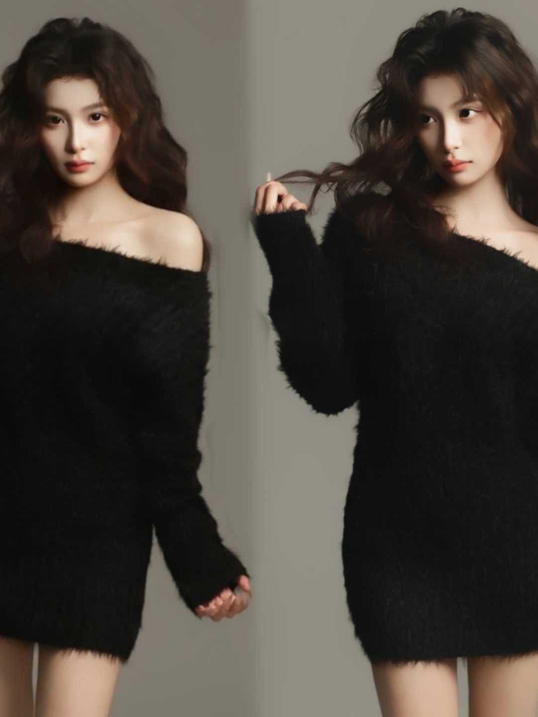 Ethnic Fashion Style - ملابس تصوير بورتريه سوداء بكتف واحد