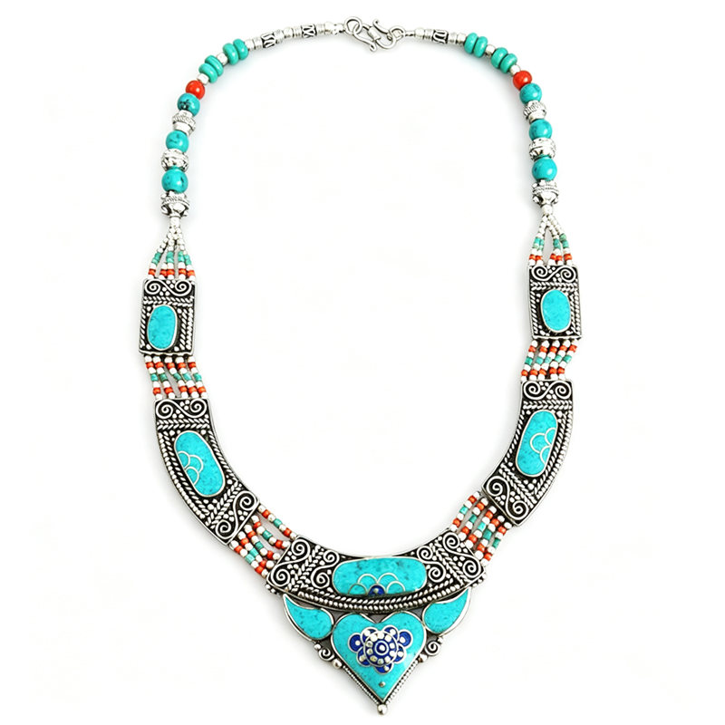 Ethnic Fashion Com - مجموعة القلائد خمر بوهو النحاس مطعمة