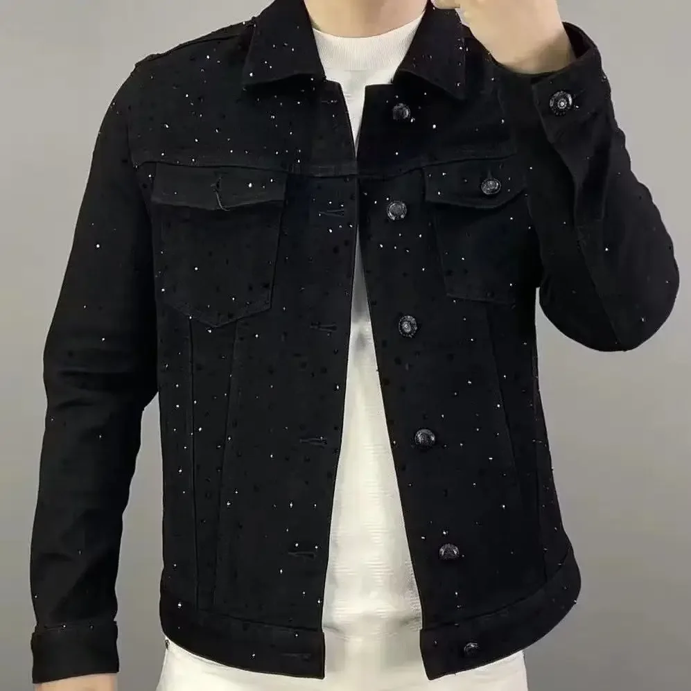 Haori Japanese Jacket - معطف جينز للرجال زر عادية سليم
