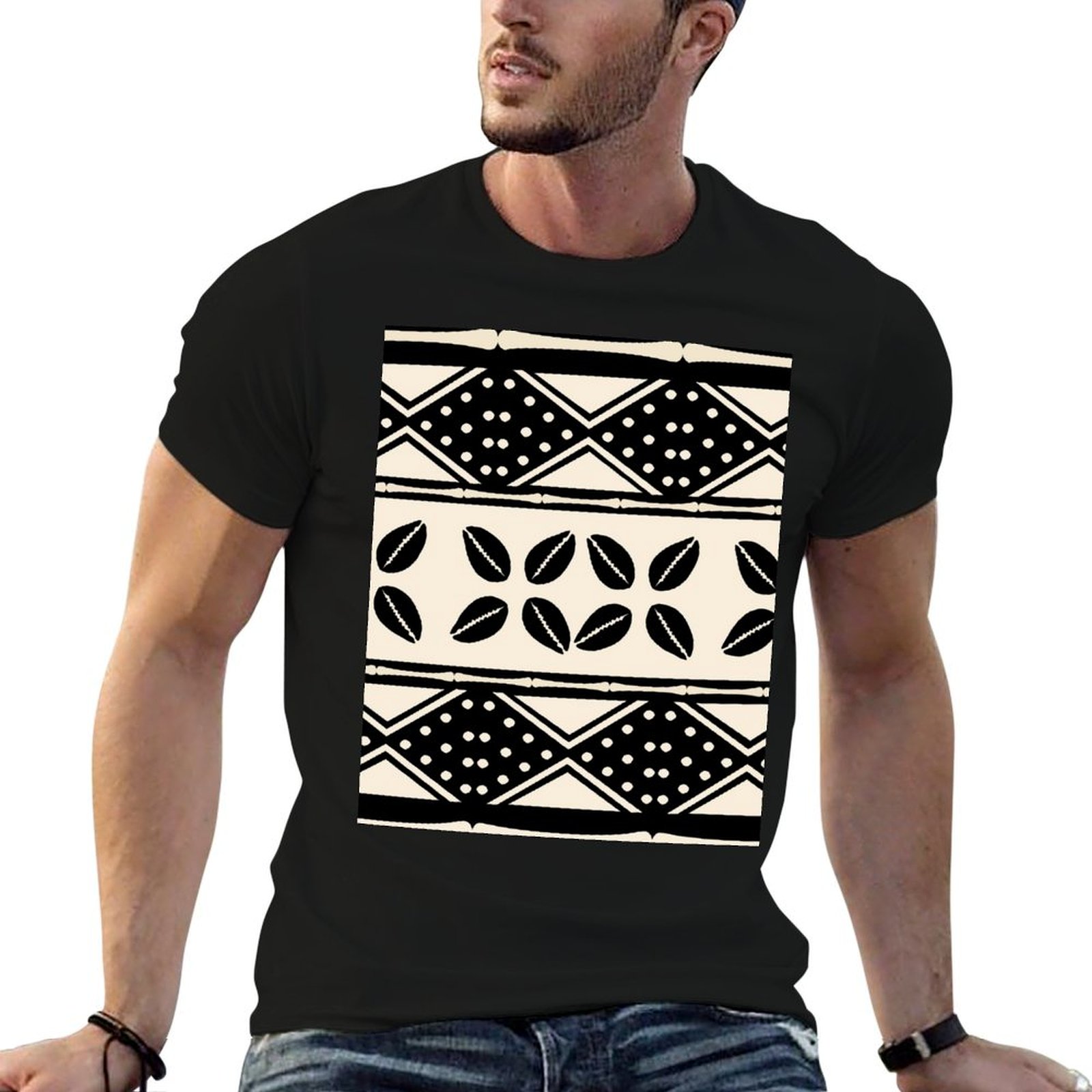 Mudcloth Print Top - تي شيرت بنمط قماش الطين الأفريقي،