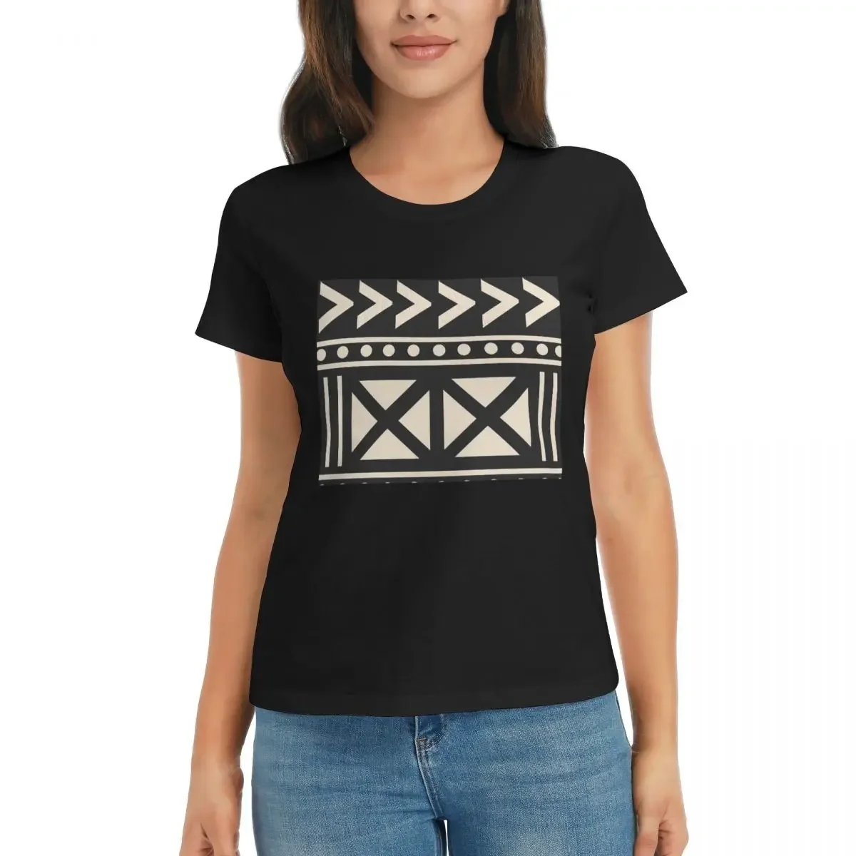 Mudcloth Print Top - تي شيرت نسائي أفريقي من قماش