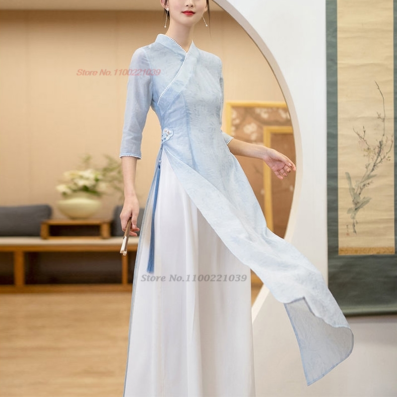 Ao Dai Vietnam Dress - فستان فيتنامي تقليدي 2026، أوداي بطبعة