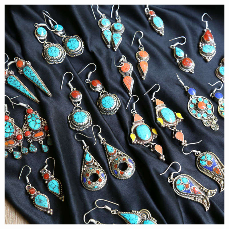 E007 زوج القرط اليد الهندي خمر - مراجعة Ethnic Fashion Com وسعره