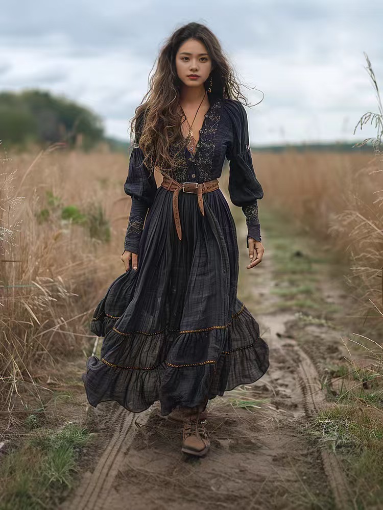 فستان عتيق بطبعة زهور على المو - مراجعة Ethnic Boho Fashion وسعره