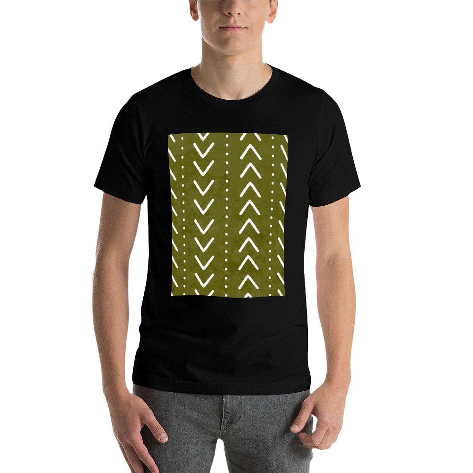 تي شيرت أخضر زيتوني بنمط سهمي  - مراجعة Mudcloth Print Top وسعره