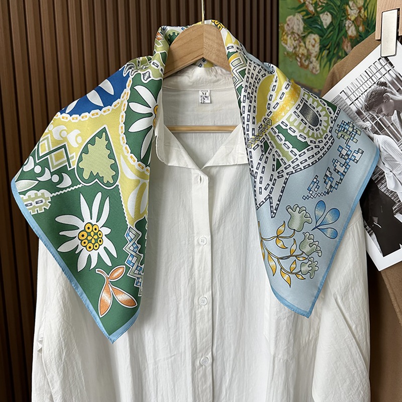 وشاح مربع أخضر بوهيمي بنقشة حص - مراجعة Ethnic Boho Fashion وسعره