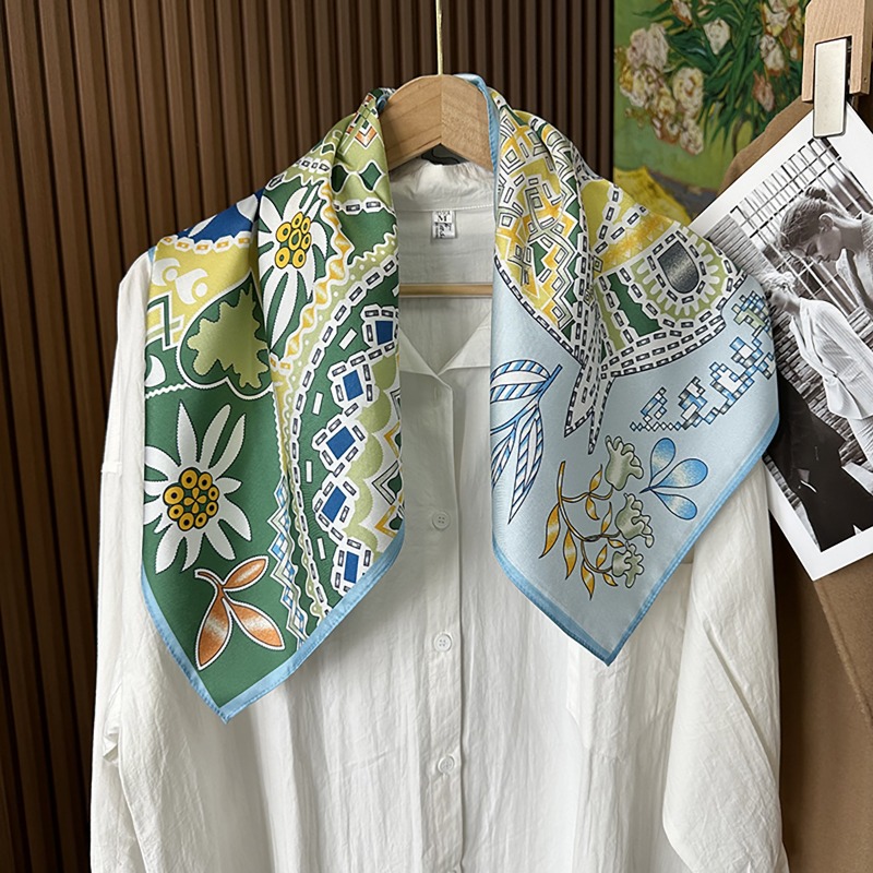 وشاح مربع أخضر بوهيمي بنقشة حص - مراجعة Ethnic Boho Fashion وسعره