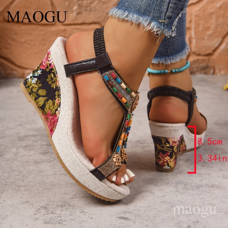 صنادل بوهو نسائية بكعب ويدج مز - مراجعة Ethnic Boho Fashion وسعره