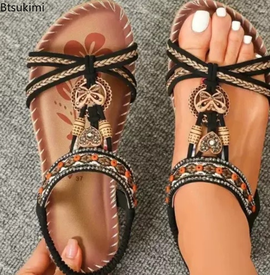 صنادل نسائية بوهيمية للشاطئ وا - مراجعة Ethnic Fashion وسعره