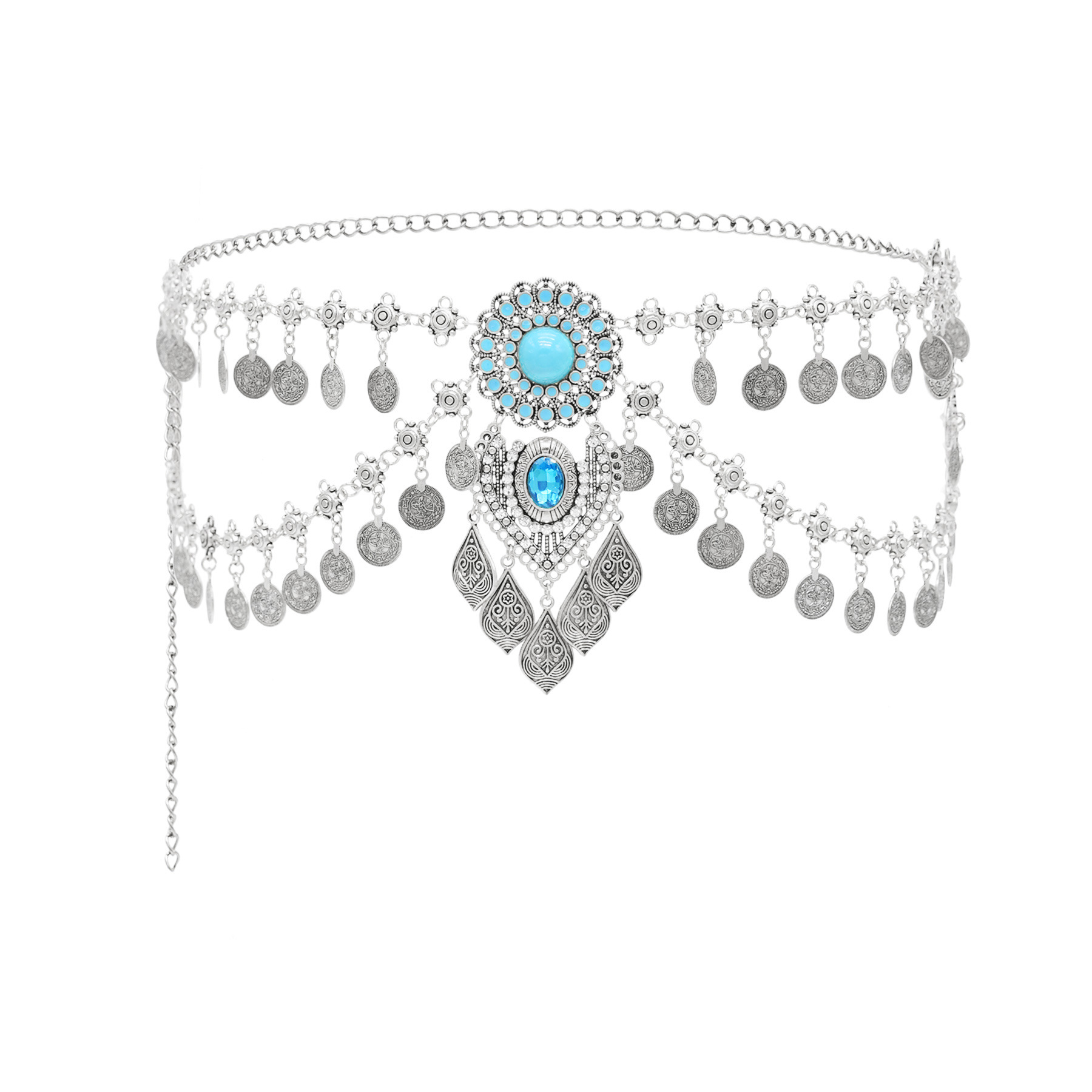 سلسلة خصر فيروزي صناعي للنساء  - مراجعة Ethnic Boho Fashion وسعره